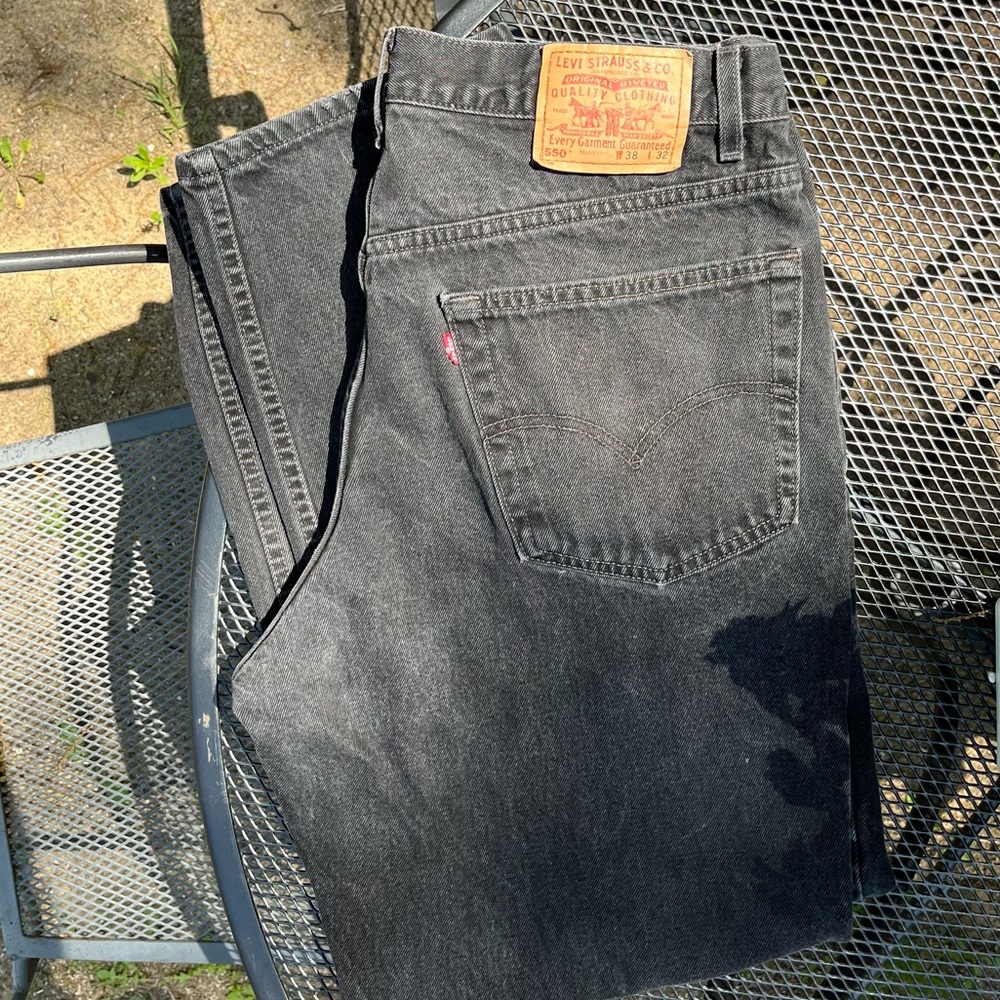 1999 Black Levi’s 550 Jeans Men’s Size 38 x 32 Relaxed Fit Basics Minimal - Picture 6 of 14